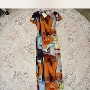 Pepper Mayo Colorful Graphic Print Maxi Dress